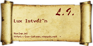 Lux István névjegykártya
